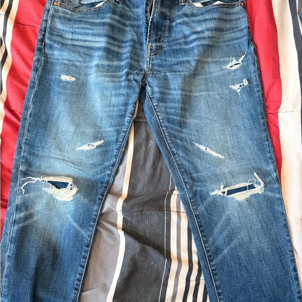 Men's Distressed Blue Jeans